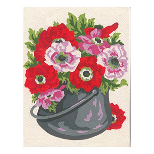 Collection D'Art Bouquet Dans Chaudron Tapisserie-Set Blume im Metalleimer, Baumwolle, Mehrfarbig, 20 x 25 x 0.1 cm von Collection D'Art