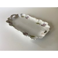 Porzellan Tablett 15 X 26 cm Jacob Köbig Kreuznach - Elegantes Florales Design, Vintage Mit Goldenen Griffen, Erbstück von CollectionBerlin