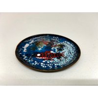 Runder Metall-Untersetzer Mit Retro Design, 70Er Jahre, 8 cm - Handbemalt, Vintage Geschenk von CollectionBerlin