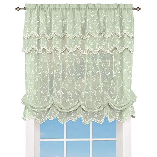 Kollektionen Etc. Sheer Ballon Vorhang Schatten mit Scroll Muster & Rod Pocket Top 54" X 63" Graugrün Kollektionen Etc. Sheer Ballon Vorhang Schatten mit Scroll Muster & Rod Pocket Top 54" X 63" Graugrün von Collections Etc