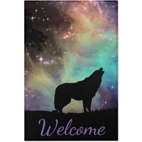 24"x36" Willkommen Heult Wolf Nachthimmel Bereich Teppich von ColleensOutpost