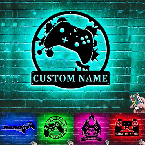 Benutzerdefinierte Game Controller Metall Wandschild Spielzimmer Wandschild Gamer Wanddekoration Game Controller Metall Kunst Raumdekoration Geschenk für Jungen Freund (Game Controller Wandschild - 3) von Collienght