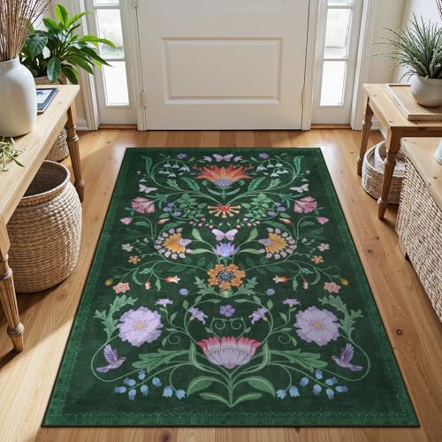 Collive Kleine Teppiche für den Eingangsbereich, 7,6 x 12,7 cm, waschbar, grünes Blumenmuster, weich, rutschfest, ultradünn, Küchenteppich, Boho-Blume, Kinderzimmer, Teppiche für Eingang, Schlafzimmer Collive Kleine Teppiche für den Eingangsbereich, 7,6 x 12,7 cm, waschbar, grünes Blumenmuster, weich, rutschfest, ultradünn, Küchenteppich, Boho-Blume, Kinderzimmer, Teppiche für Eingang, Schlafzimmer von Collive