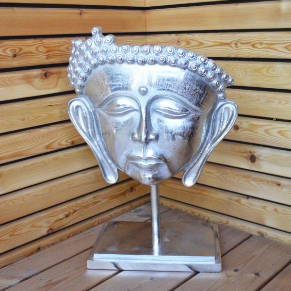 Buddha Kopf Aluminium Silber XXL von Colmore