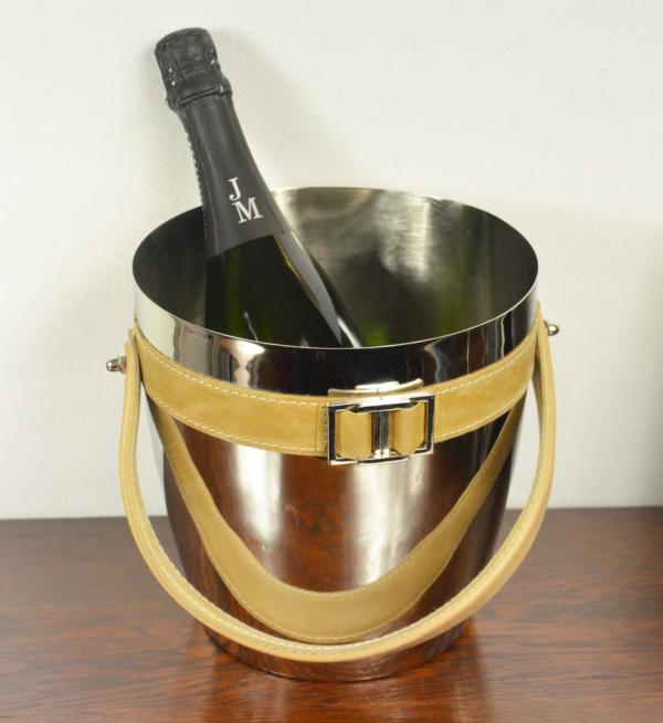 Champagnerkühler Edelstahl Ledergriff von Colmore