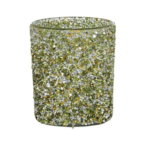Colmore Teelichthalter 4er Set Glitzer Grün Silber Gold Glas 9 cm von Colmore