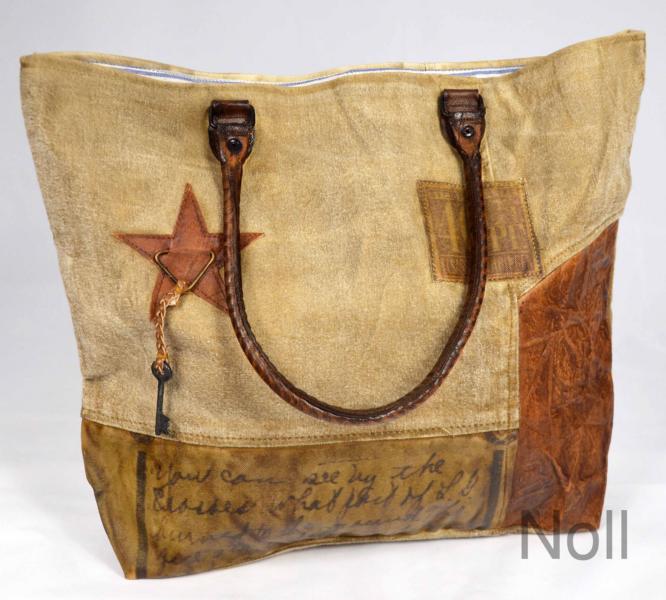Handtasche Canvas mit Lederapplikationen Stern von Colmore