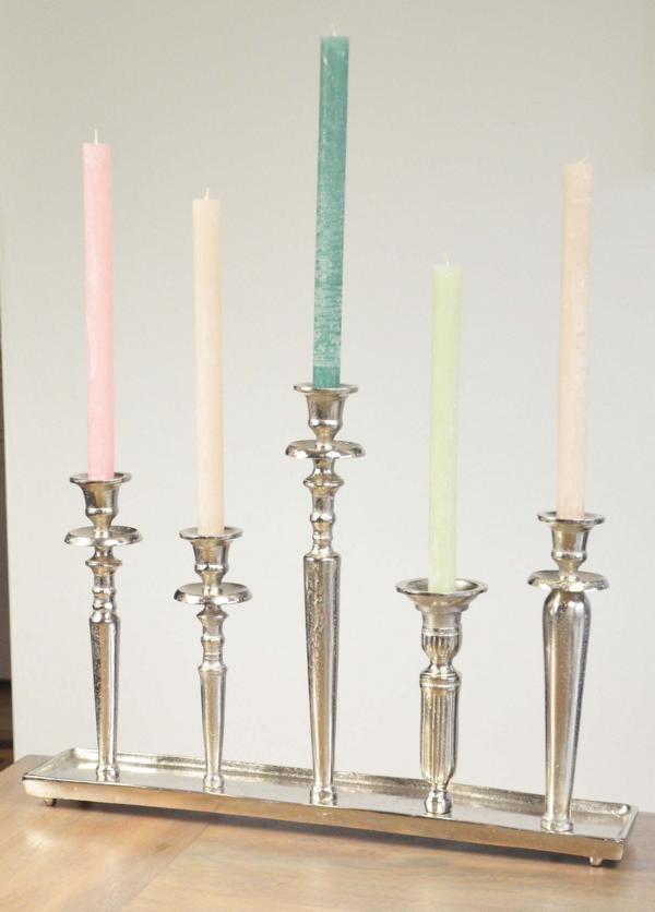 Kerzenständer 5 Stabkerzen Colmore Silber Aluminium von Colmore