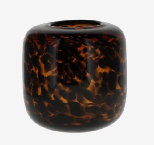 Vase Glas Tisch Klein 21 cm Braun Leoparden Print von Colmore
