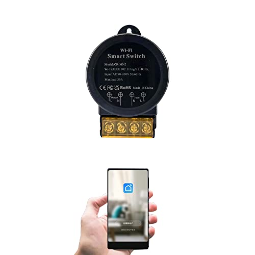 COLOROCK 30A Hochleistungs-WLAN-Smart-Switch mit Energieüberwachung, kabelloses DIY-Fernbedienungsmodul mit Smart Life-App, Sprachsteuerung, kompatibel mit Amazon Alexa, Google Home, Timer-Funktion von ColoRock