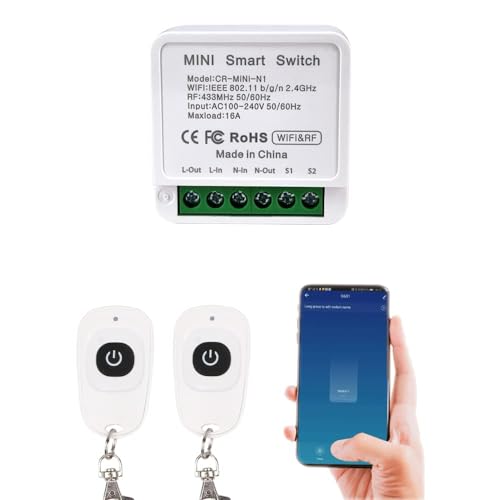 COLOROCK Smart WiFi Lichtschalter, RF Wireless Remote Control Switch Kit, APP & 433 MHz, kompatibel mit Alexa/Google Home, Sprachsteuerung, Timer-Funktion, kein Hub erforderlich, 16 A von ColoRock