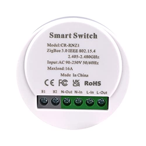 COLOROCK Tuya ZigBee Smart Light Switch Mini DIY Module, Tuya Zigbee Hub Required, Smart Life/Tuya App, Wireless Remote Control, Alexa Google Home Voice Control, Needs Neutral Line 1/2 Way, 16A… von ColoRock