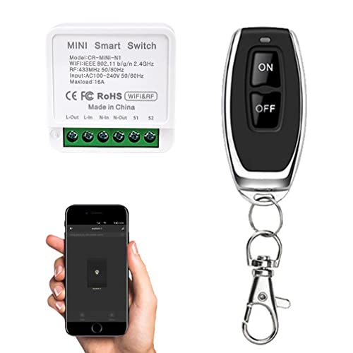 COLOROCK WiFi Smart Wireless Lights Switch Kit, Mini On/Off Switch Controlled by Smart Life/Tuya App, Compatible with Alexa Echo and Google Home,Works with Traditional Light switches von ColoRock