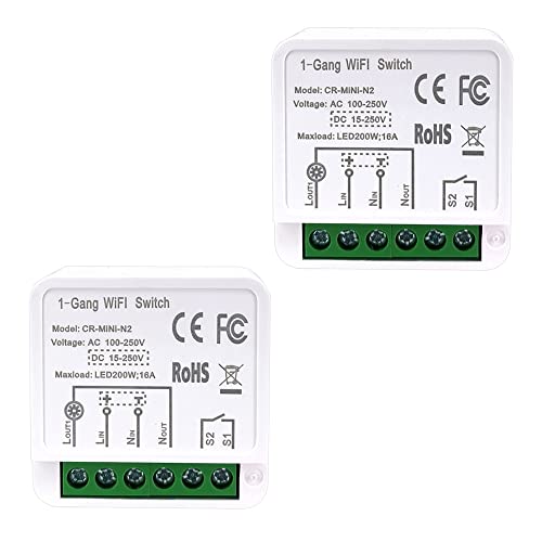 Smart lichtschalter, COLOROCK MINI 2-Wege wifi Intelligenter Relay Switch, gesteuert von Smart Life/Tuya App, kompatibel mit Alexa Echo und Google Hom... von ColoRock