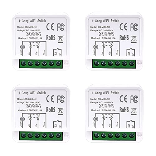 Smart lichtschalter, COLOROCK MINI 4PCS 2-Wege wifi Intelligenter, Universelles DIY-Modul für Automatisierungslösungen in der intelligenten Haustechnik, 2.4G wifi, APP control, Alexa Supported von ColoRock