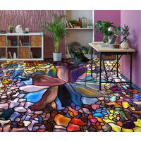 3D Abstrakte Blumenmuster Jj4952Ff Boden Tapete Wandbilder Selbstklebende Abnehmbare Bad Wasserdichtboden Teppich Matte Print Epoxy Küche von ColofulHomeDecors