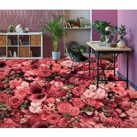3D Dunkel Rosa Blumen Jj4804Ff Boden Tapete Wandbilder Selbstklebende Abnehmbare Bad Wasserdichtboden Teppich Matte Print Epoxy Küche von ColofulHomeDecors