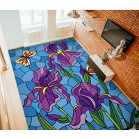 3D Elegante Lila Blumen Jj7442Ff Boden Tapete Wandbilder Selbstklebende Abnehmbare Bad Wasserdichtboden Teppich Matte Print Epoxy Küche von ColofulHomeDecors