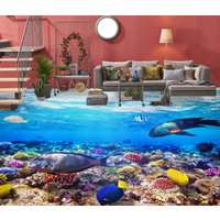 3D Fantasy Fisch Farben Jj7261Ff Boden Tapete Wandbilder Selbstklebende Abnehmbare Bad Wasserdichtboden Teppich Matte Print Epoxy Küche von ColofulHomeDecors