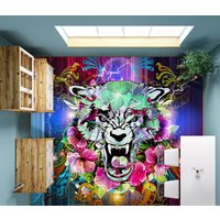 3D Farbige Wilde Wolf Jj4737Ff Boden Tapete Wandbilder Selbstklebende Abnehmbare Bad Wasserdichtboden Teppich Matte Print Epoxy Küche von ColofulHomeDecors