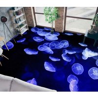 3D Fluoreszierende Quallen Jj4220Ff Boden Tapete Murals Selbstklebende Abnehmbare Bad Wasserdichtboden Teppich Matte Print Epoxy Küche von ColofulHomeDecors