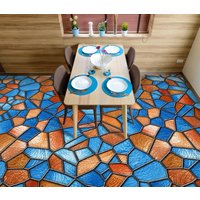 3D Glänzend Orange Und Blau Jj5166Ff Boden Tapete Wandbilder Selbstklebende Abnehmbare Bad Wasserdichtboden Teppich Matte Print Epoxy Küche von ColofulHomeDecors