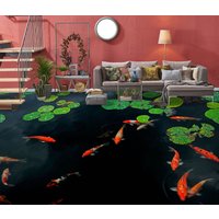 3D Koi Und Duckweed Jj7206Ff Boden Tapete Wandmalereien Selbstklebende Abnehmbare Bad Wasserdichtboden Teppich Matte Print Epoxy Küche von ColofulHomeDecors