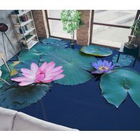 3D Lila Wasser Lily Jj7193Ff Boden Tapete Wandbilder Selbstklebende Abnehmbare Bad Wasserdichtboden Teppich Matte Print Epoxy Küche von ColofulHomeDecors