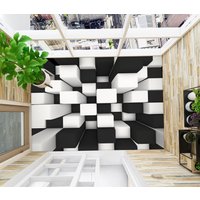 3D Schwarz Und Weiß Raum Jj4955Ff Boden Tapete Wandbilder Selbstklebende Abnehmbare Bad Wasserdichtboden Teppich Matte Print Epoxy Küche von ColofulHomeDecors