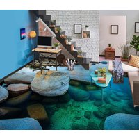 3D Steine Im Meer Jj4738Ff Boden Tapete Wandmalereien Selbstklebende Abnehmbare Bad Wasserdichtboden Teppich Matte Print Epoxy Küche von ColofulHomeDecors