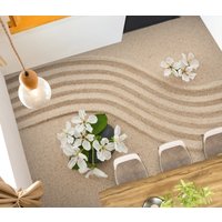 3D Strand Und Weiße Blumen Jj7750Ff Boden Tapete Wandbilder Selbstklebende Abnehmbare Bad Wasserdichtboden Teppich Matte Print Epoxy Küche von ColofulHomeDecors