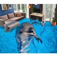 3D Süße Dunkelgrau Delphin Jj7186Ff Boden Tapete Wandbilder Selbstklebende Abnehmbare Bad Wasserdichtboden Teppich Matte Print Epoxy Küche von ColofulHomeDecors