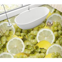 3D Trauben Und Zitronen Jj5110Ff Boden Tapete Wandbilder Selbstklebende Abnehmbare Bad Wasserdichtboden Teppich Matte Print Epoxy Küche von ColofulHomeDecors