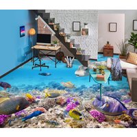 3D Verträumte Lila Fisch Jj4542Ff Boden Tapete Wandbilder Selbstklebende Abnehmbare Bad Wasserdichtboden Teppich Matte Print Epoxy Küche von ColofulHomeDecors