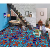 3D Vintage Rot Und Blau Jj5200Ff Boden Tapete Wandbilder Selbstklebende Abnehmbare Bad Wasserdichtboden Teppich Matte Print Epoxy Küche von ColofulHomeDecors