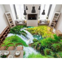 3D Wasserfall Und Grünes Gras Jj5062Ff Boden Tapete Wandbilder Selbstklebende Abnehmbare Bad Wasserdichtboden Teppich Matte Print Epoxy Küche von ColofulHomeDecors