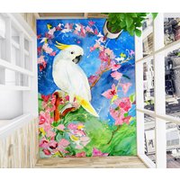 3D Weiß Papagei Malerei Jj4610Ff Boden Tapete Wandbilder Selbstklebende Abnehmbare Bad Wasserdichtboden Teppich Matte Print Epoxy Küche von ColofulHomeDecors