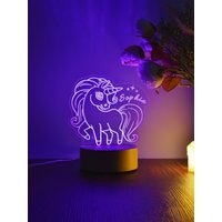 Einhorn-Nachtlicht, Personalisiertes Einhorn-Led-Zeichen, Kinder-Schlafzimmer-Dekor, Nachtlicht, Kinder-Schlafzimmer, Kontrollierte Farbwechsel-Lampe von CologoGifts