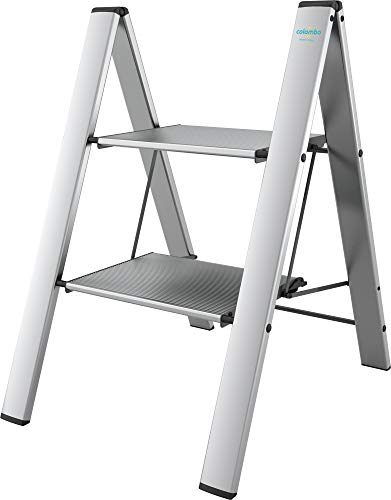 Anodized Aluminium Steps Stool Leonardo 2 Silver von Colombo