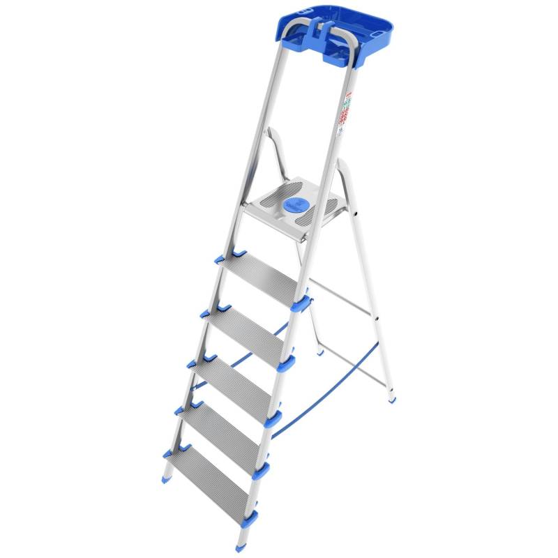 Colombo ATLANTICA - Trittleiter 6 Stufen, Klappleiter Alu, Extragroßer Stufe 12cm, Stufenleiter, mit Ablageschale, Max. Belastbar 150kg, Aluminium Colombo ATLANTICA - Trittleiter 6 Stufen, Klappleiter Alu, Extragroßer Stufe 12cm, Stufenleiter, mit Ablageschale, Max. Belastbar 150kg, Aluminium von Colombo