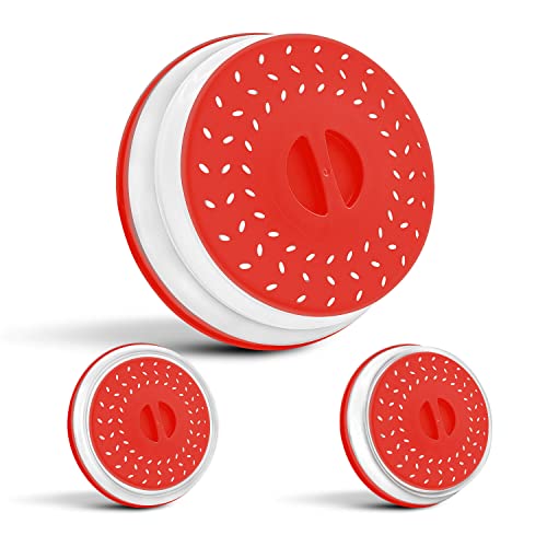 Colonel Cook Faltbare Mikrowellenabdeckung |26 cm Faltbarer Silikondeckel & Dampfablass für Teller, Schüsseln - Lebensmittel-Sieb zum Waschen von Gemüse, Obst – Rot von Colonel Cook