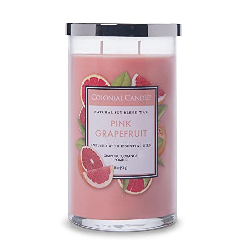 Colonial Candle Große Duftkerze im Glas mit Deckel | Pink Grapefruit | Duftkerze Fruchtig | Kerzen mit mehreren Dochten | Kerzen lange Brenndauer (60h) | Kerzen Rosa (538g) von Colonial Candle