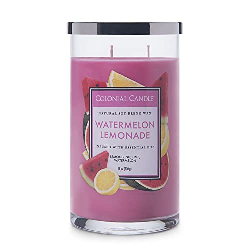 Colonial Candle Große Duftkerze im Glas mit Deckel | Watermelon Lemonade | Duftkerze Fruchtig | Kerzen mit mehreren Dochten | Kerzen lange Brenndauer (60h) | Kerzen Rot (538g) von Colonial Candle