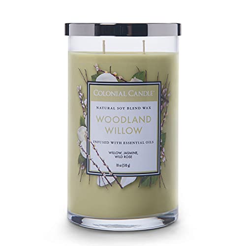 Colonial Candle Große Duftkerze im Glas mit Deckel | Woodland Willow | Duftkerze Jasmin | Kerzen mit mehreren Dochten | Kerzen lange Brenndauer (60h) | Kerzen Grün (538g) von Colonial Candle