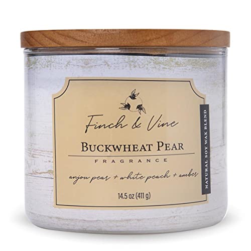Colonial Candle 3-Docht Duftkerze im Glas mit Deckel - Buckwheat Pear (411g) - Süßer Birnenduft für dein Zuhause - Duftkerze mit bis zu 60h Brenndauer - Sojawachsmischung von Colonial Candle
