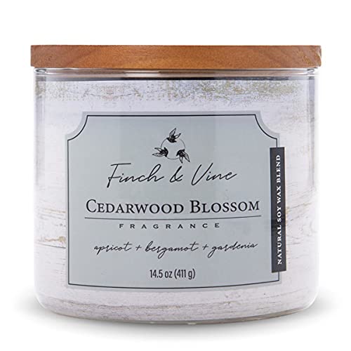 Colonial Candle 3-Docht Duftkerze im Glas mit Deckel - Cedarwood Blossom (411g) - Beruhigende Duftmischung für dein Zuhause - Duftkerze mit bis zu 60h Brenndauer - Sojawachsmischung von Colonial Candle