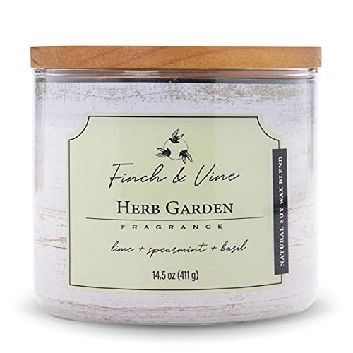 Colonial Candle 3-Docht Duftkerze im Glas mit Deckel - Herb Garden (411g) - Wohlfühlduft für dein Zuhause - Duftkerze mit bis zu 60h Brenndauer - Sojawachsmischung von Colonial Candle
