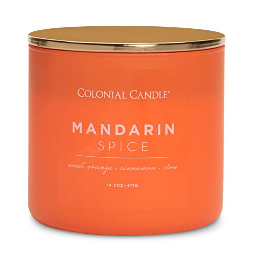 Colonial Candle Duftkerze im Glas mit Deckel | Mandarin Spice | Duftkerze Orange | Kerze 3 Docht | Kerzen lange Brenndauer bis zu 60h | Kerzen Orange (411g) von Colonial Candle