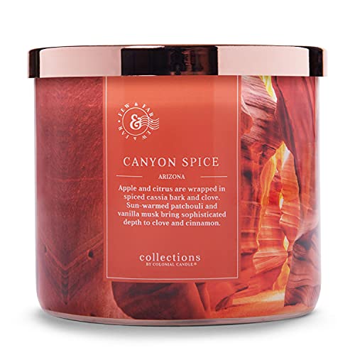 Colonial Candle Duftkerze im Glas mit Deckel | Canyon Spice | Duftkerze Zimt | Kerze 3 Dochte | Kerzen lange Brenndauer (60h) | Kerzen Rot (411g) von Colonial Candle