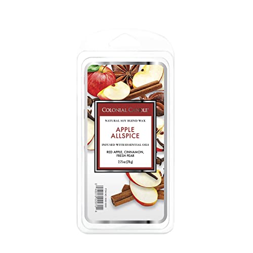 Colonial Candle Duftwachs Melts für Dein Zuhause - Apple Allspice (77g) - Der Zimt-Apfel Duft für Deine Duftlampe - Duftwachs-Melts mit je 4h Pro Block - Sojawachsmischung von Colonial Candle